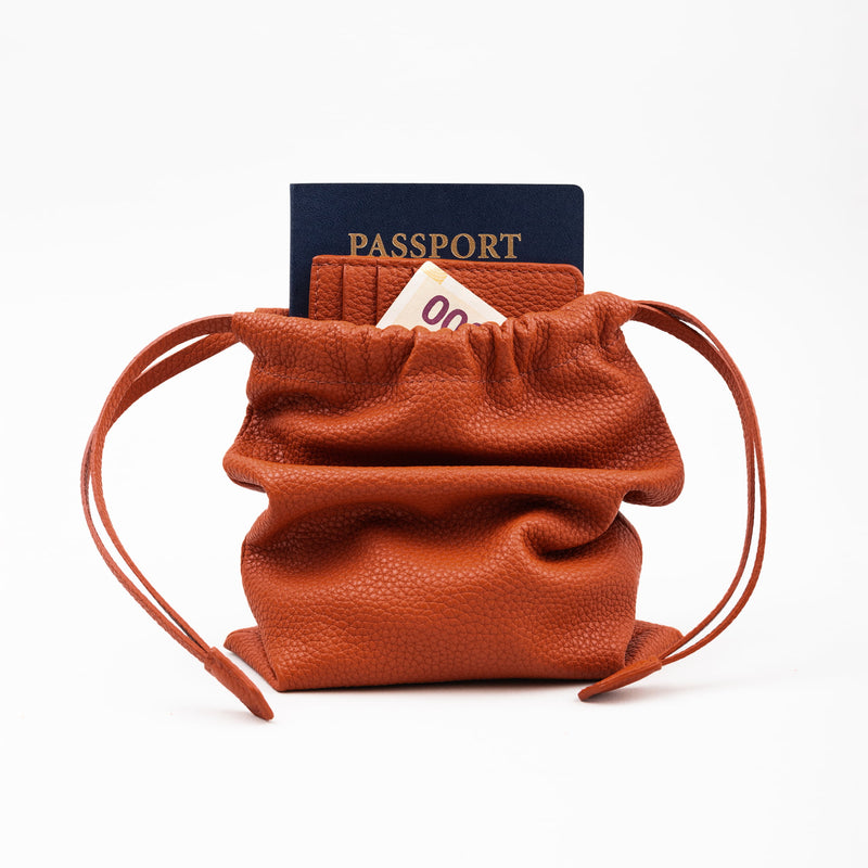 STOW London Multi Pouch in Clay Orange leather
