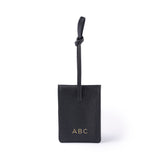 STOW Leather Multi Tag in Black pebbled leather with personalised initials on the back.