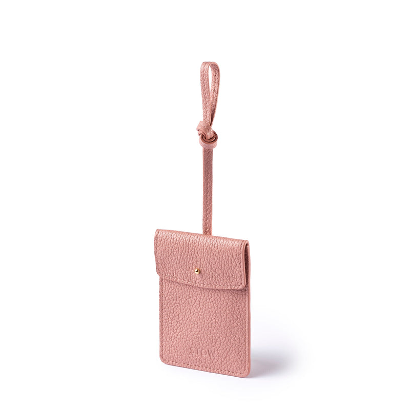 STOW London Leather Multi Tag in Hazy Blush pebbled leather.