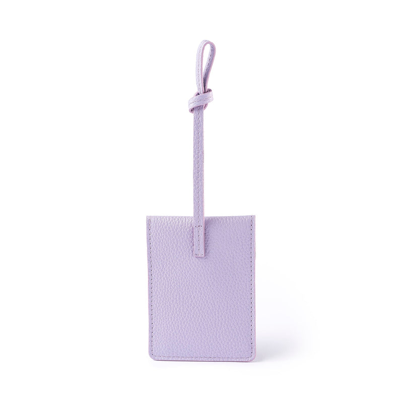 STOW London Leather Multi Tag in Wild Lavender pebbled leather.