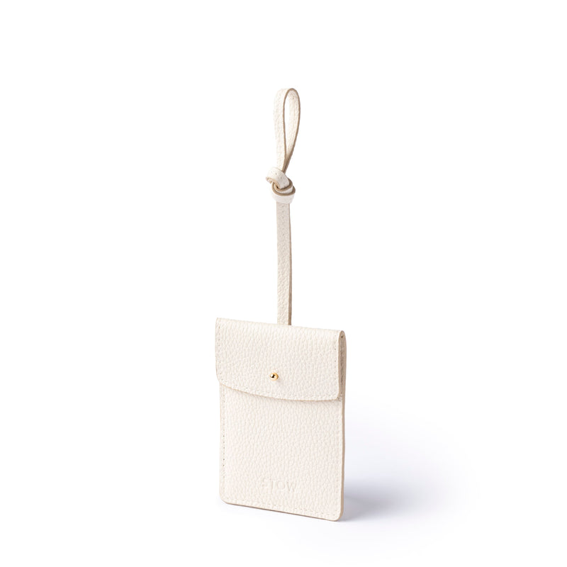 STOW London Leather Multi Tag in Spring Moon pebbled leather