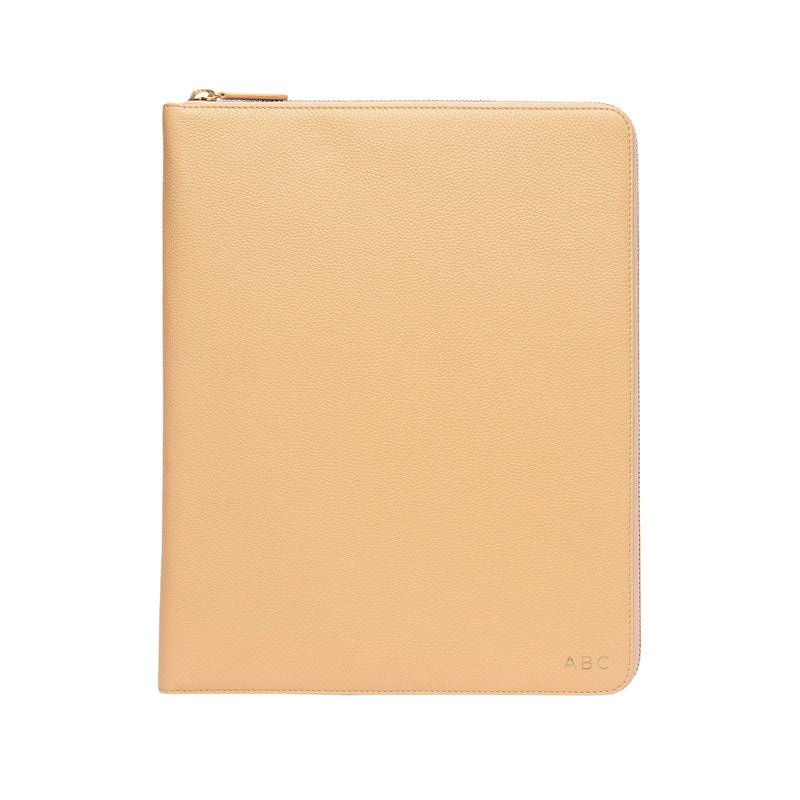 tech folio leather personalized almond