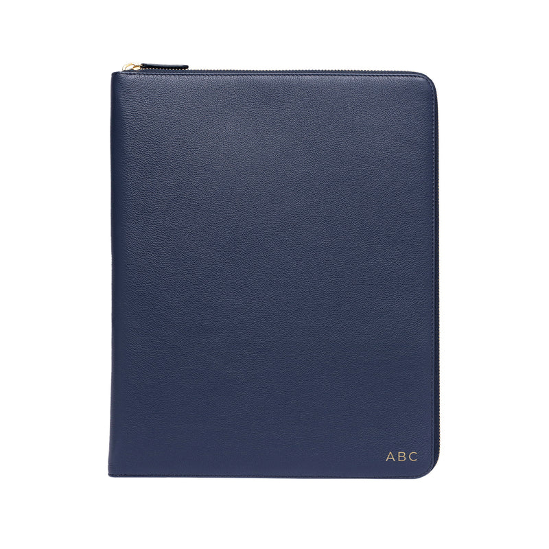 tech folio leather personalized navy