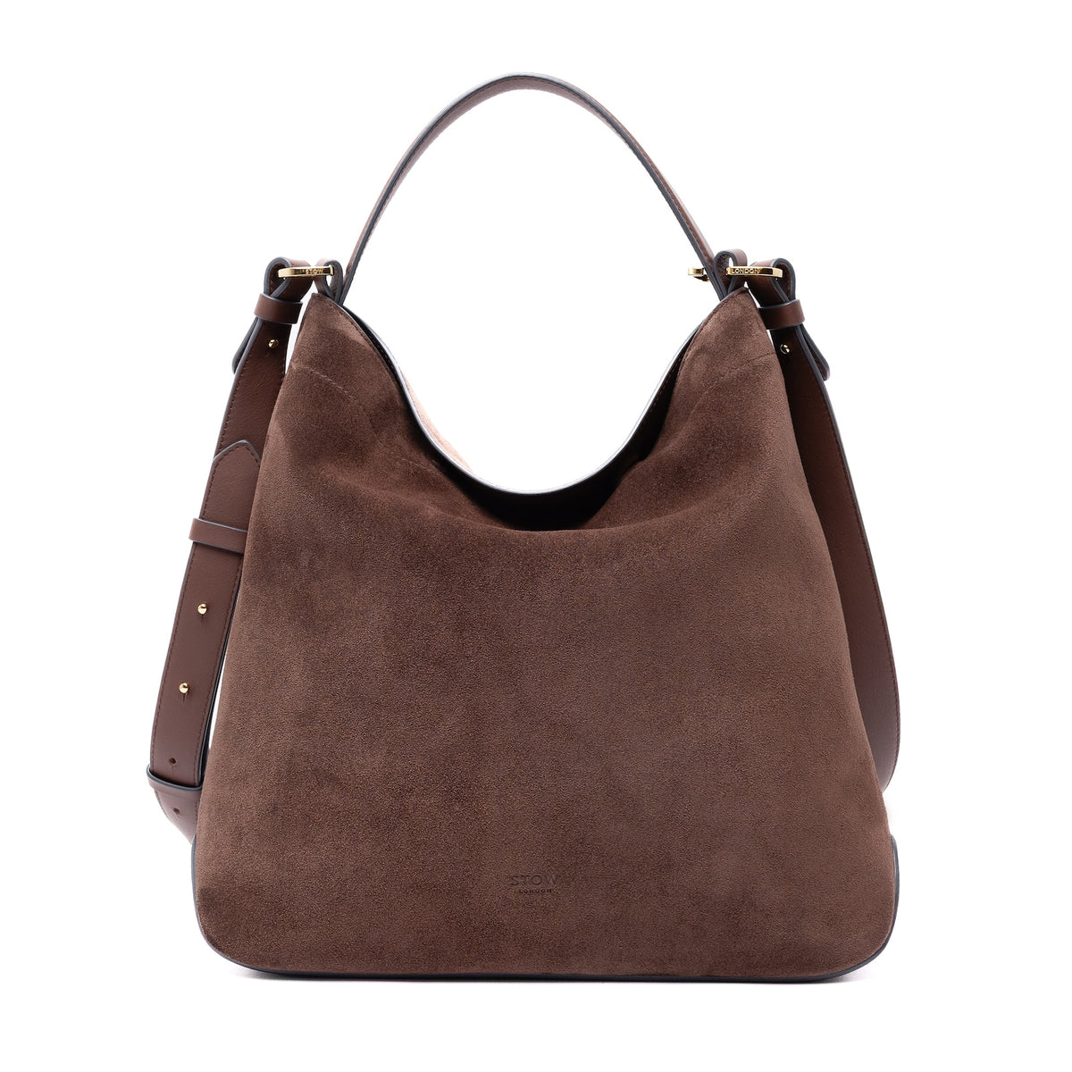 Curve Bag in Chocolate Suede Leather from STOW London