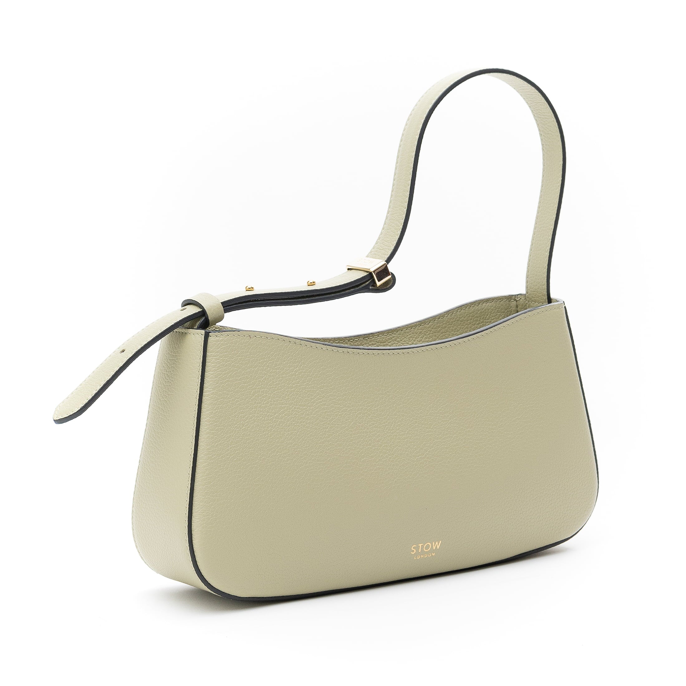 STOW London Post Shoulder Bag in Pale Green leather