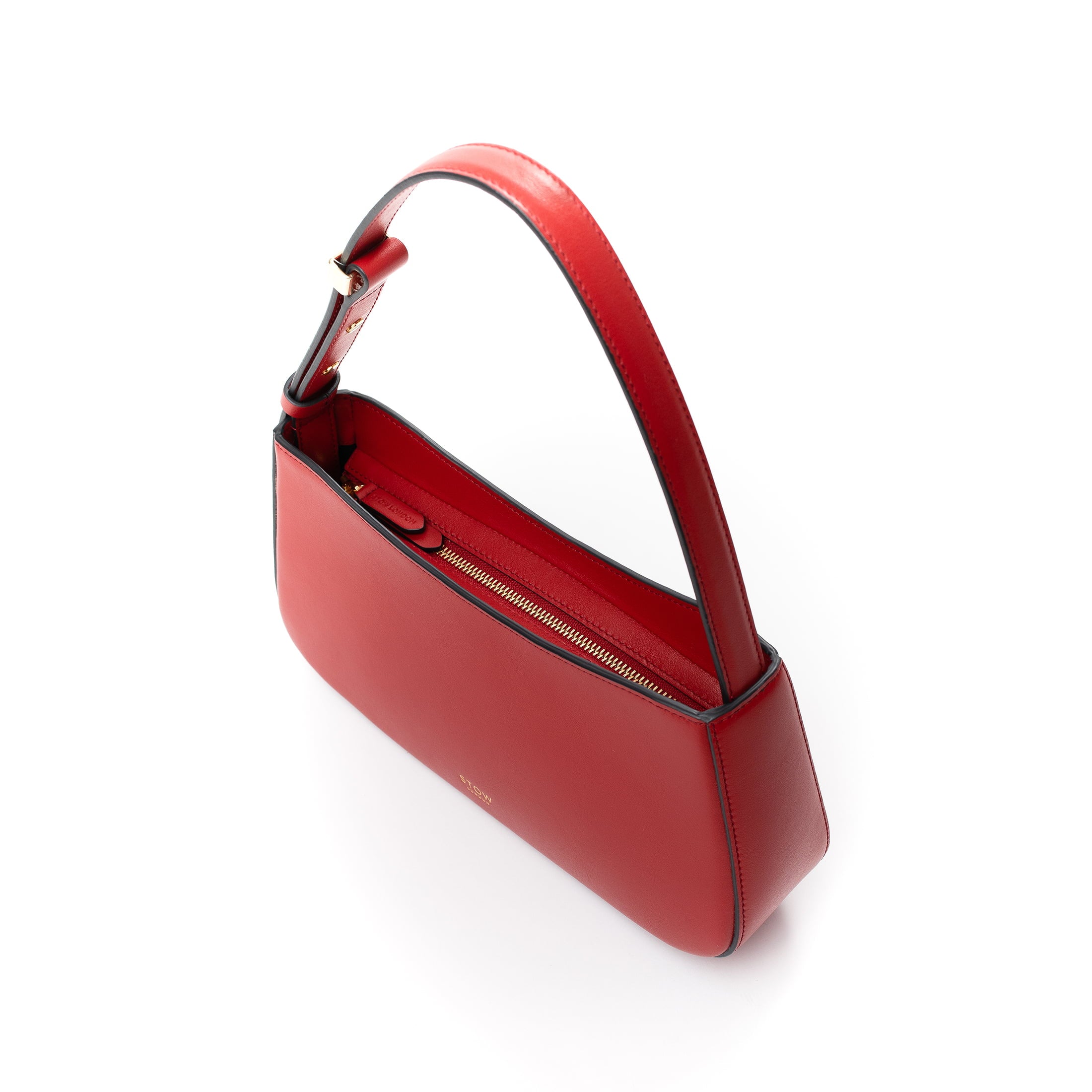 STOW London Post Shoulder Bag in Red leather