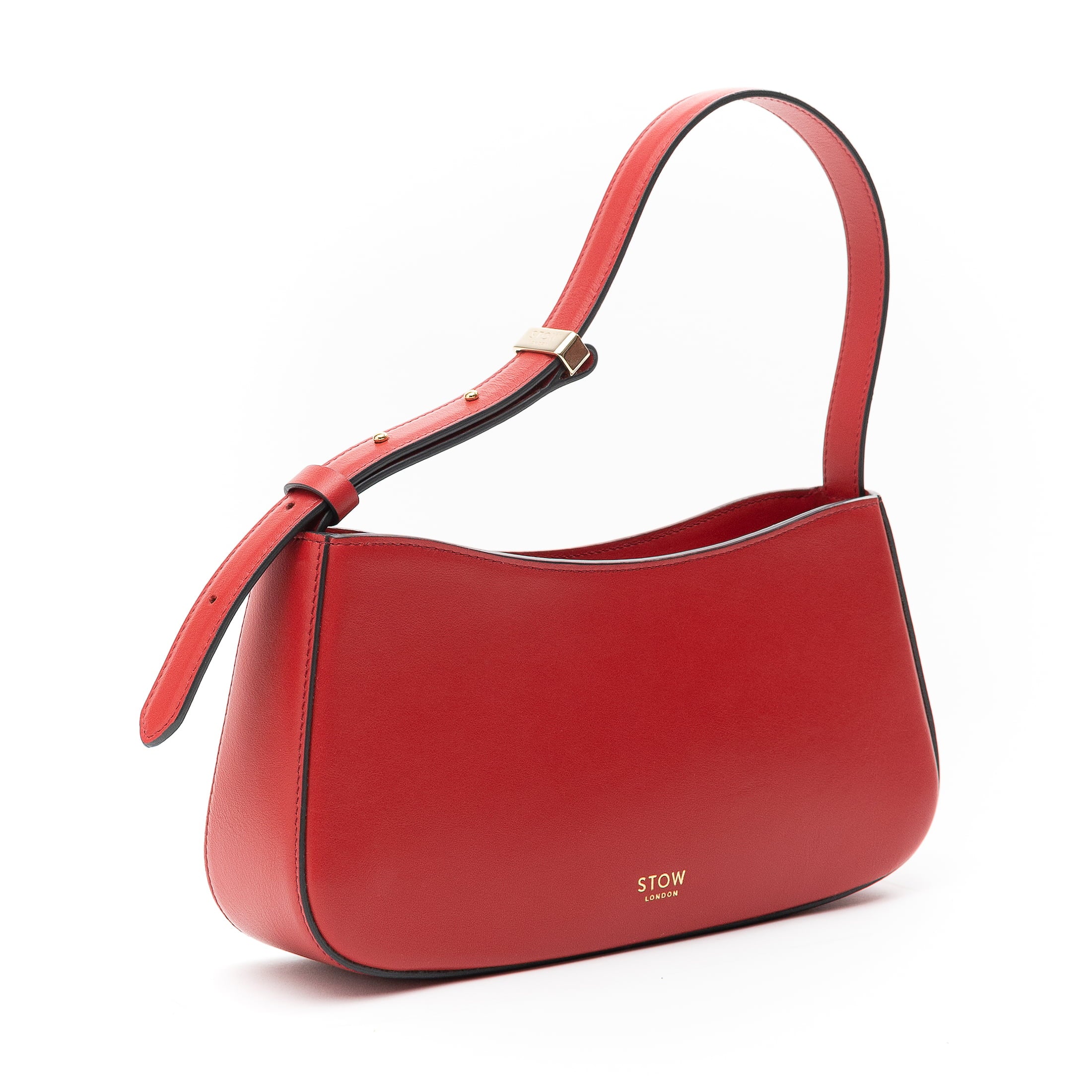 STOW London Post Shoulder Bag in Red leather