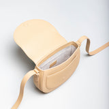 leather crossbody saddle bag interior almond