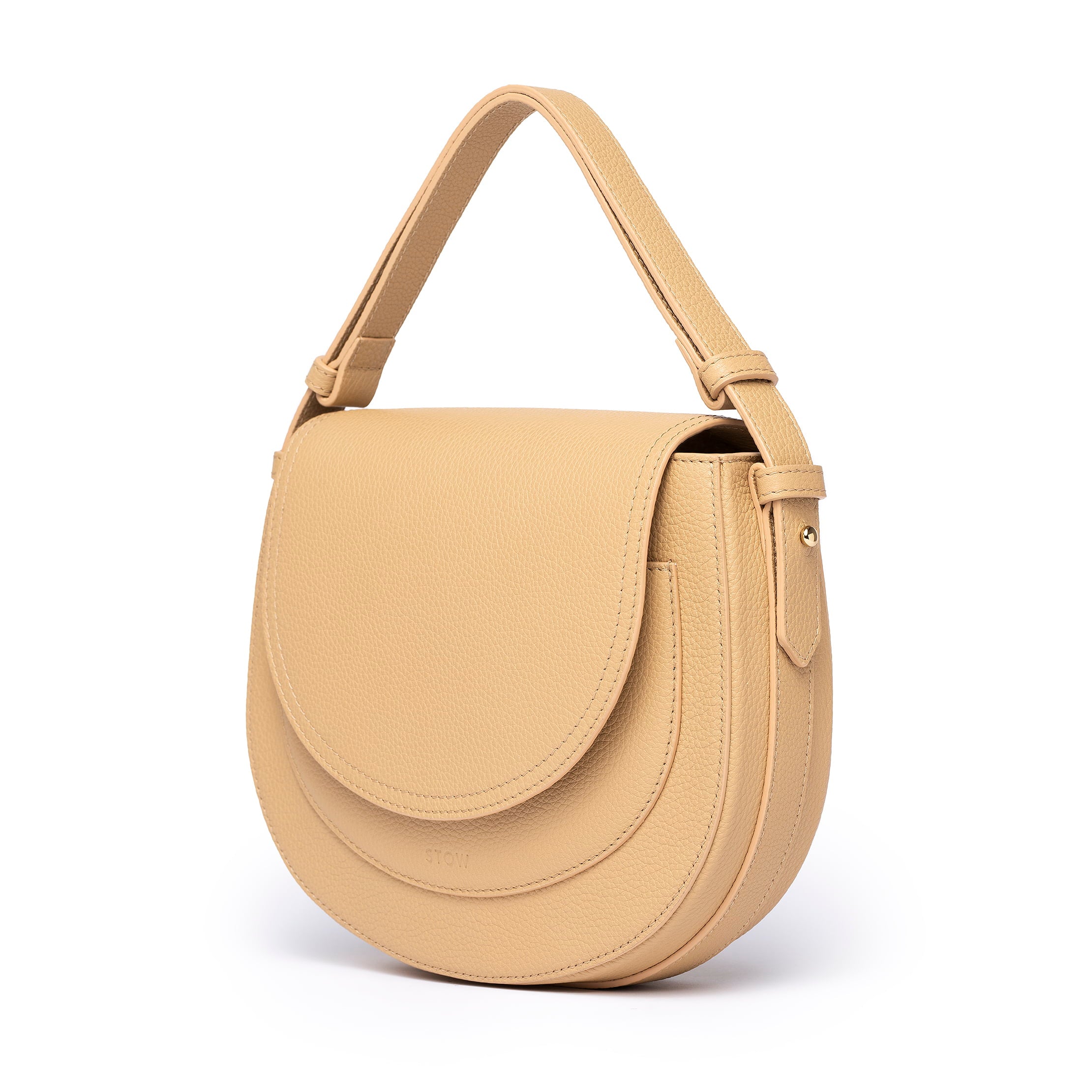 leather crossbody saddle bag side almond