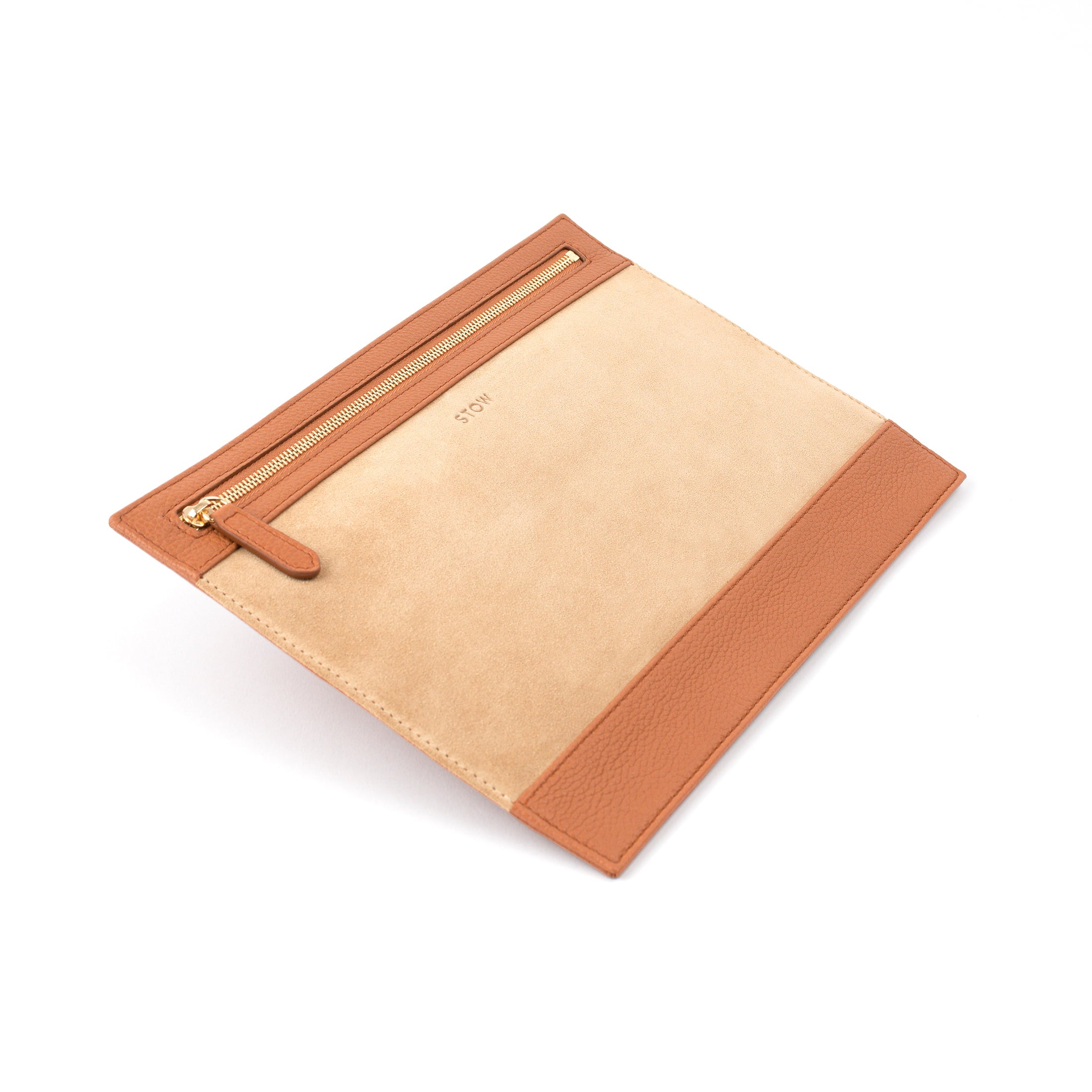 STOW London Suedeview Pouch in Earth Tan