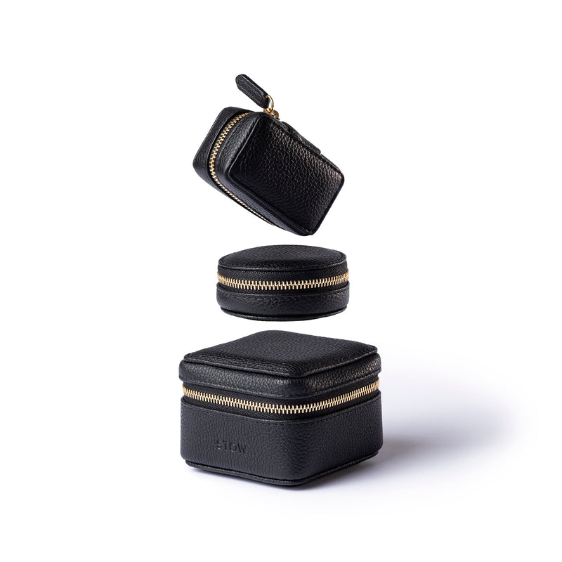STOW Hester, Pocket Case and Ring Box all in Black leather together.