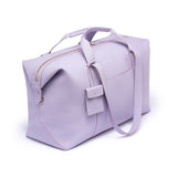 STOW Leather Weekend Bag in Wild Lavender pebbled leather.