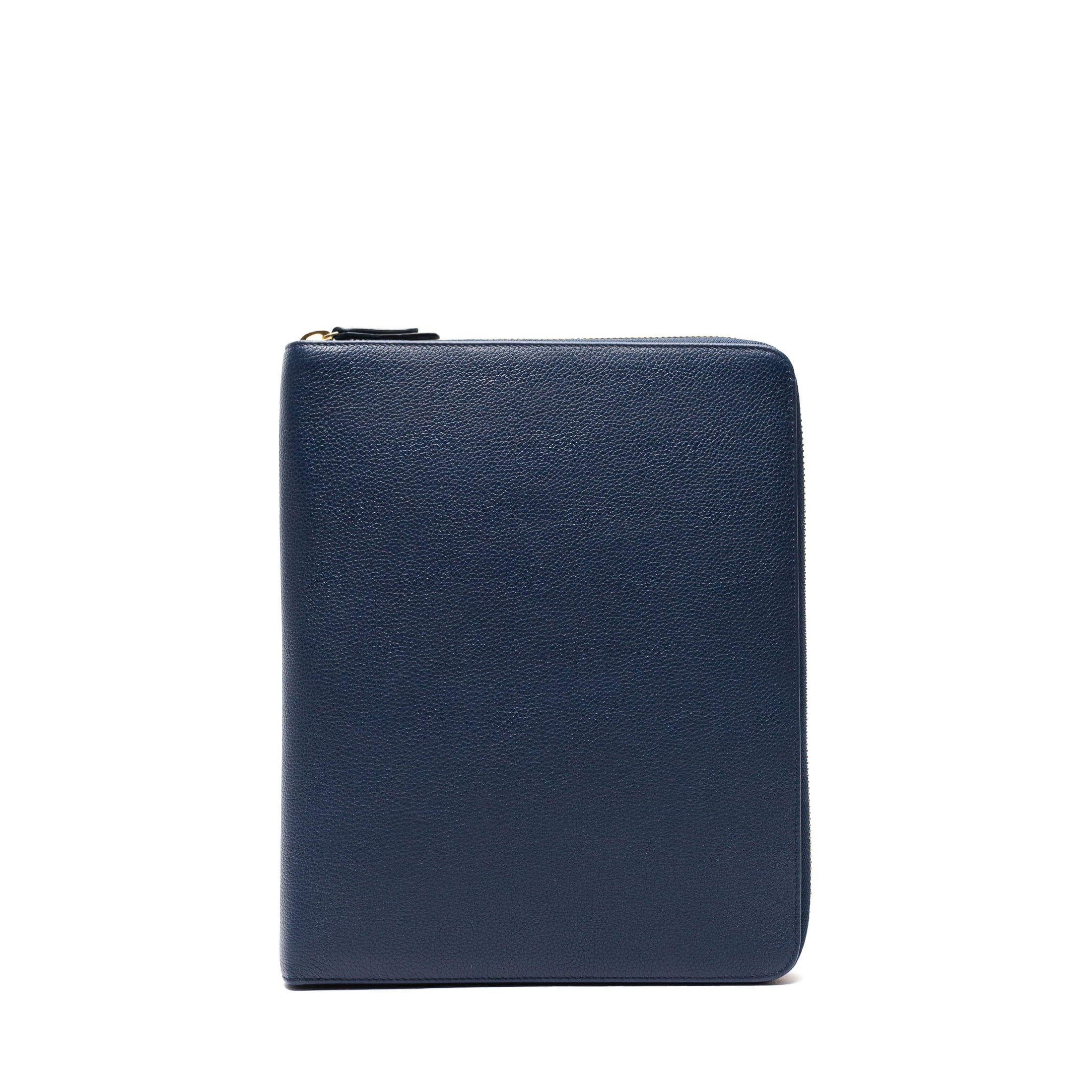 STOW London World Class Folio in Navy leather