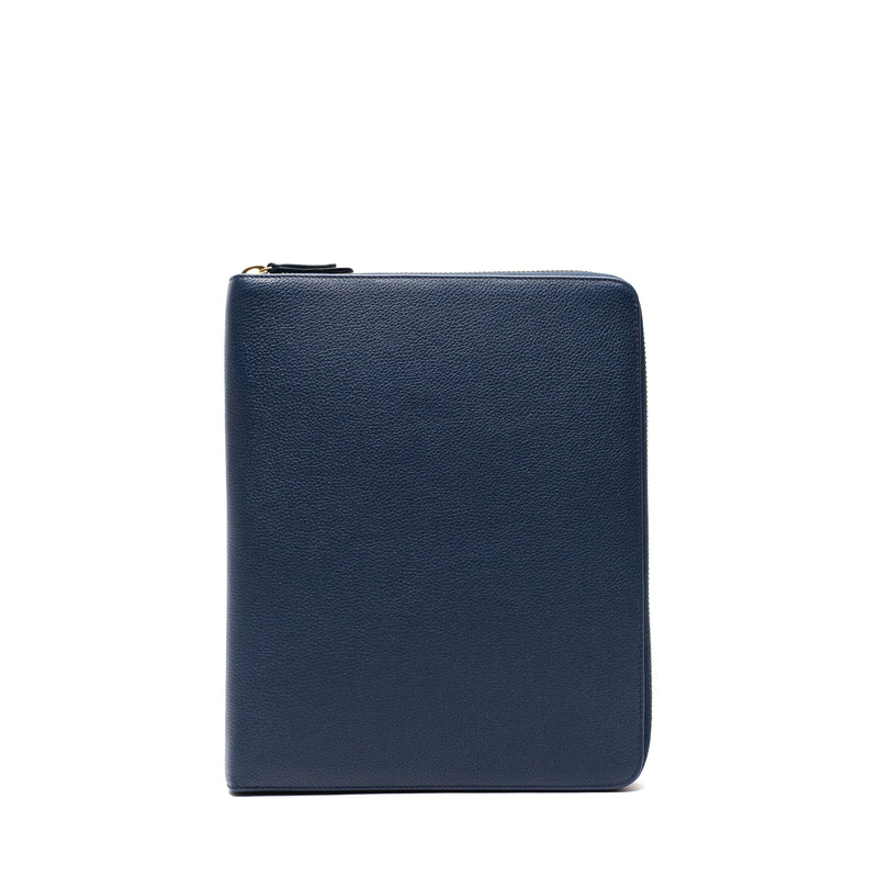 STOW London World Class Folio in Navy leather