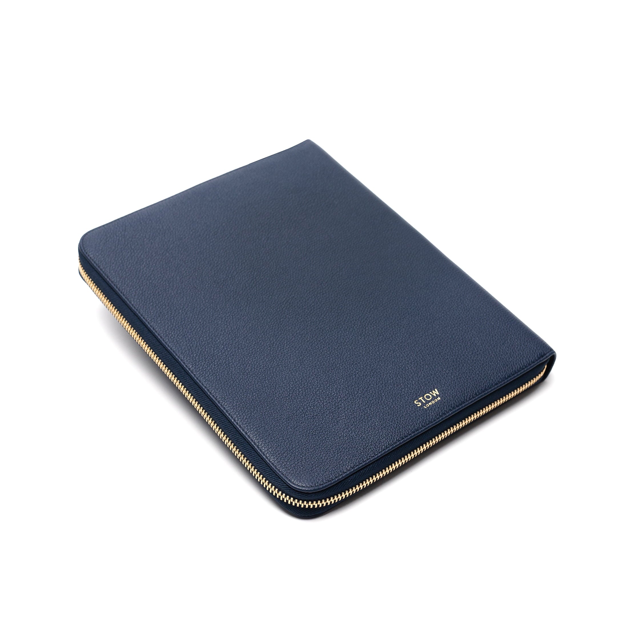 STOW London World Class Folio in Navy leather