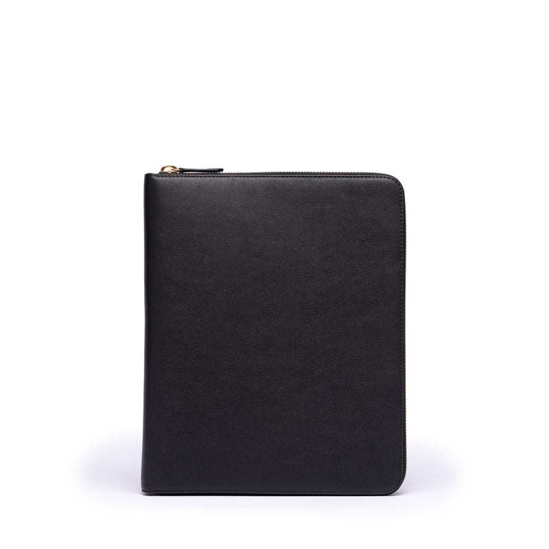 STOW London Black Leather World Class folio tech case