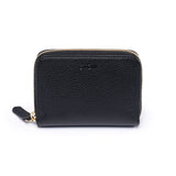 STOW Leather Zip Wallet in Black pebbled leather.