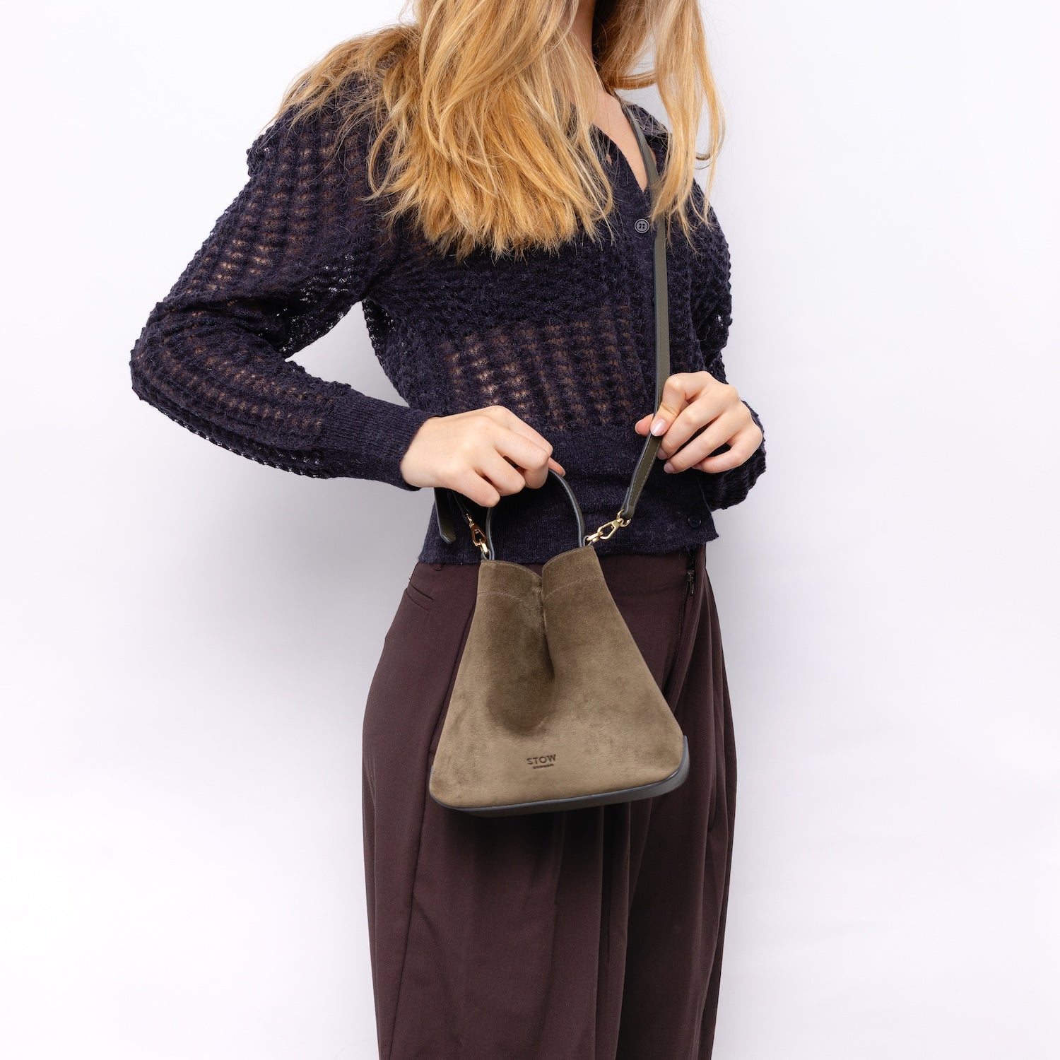 Mini Curve Leather Crossbody Strap