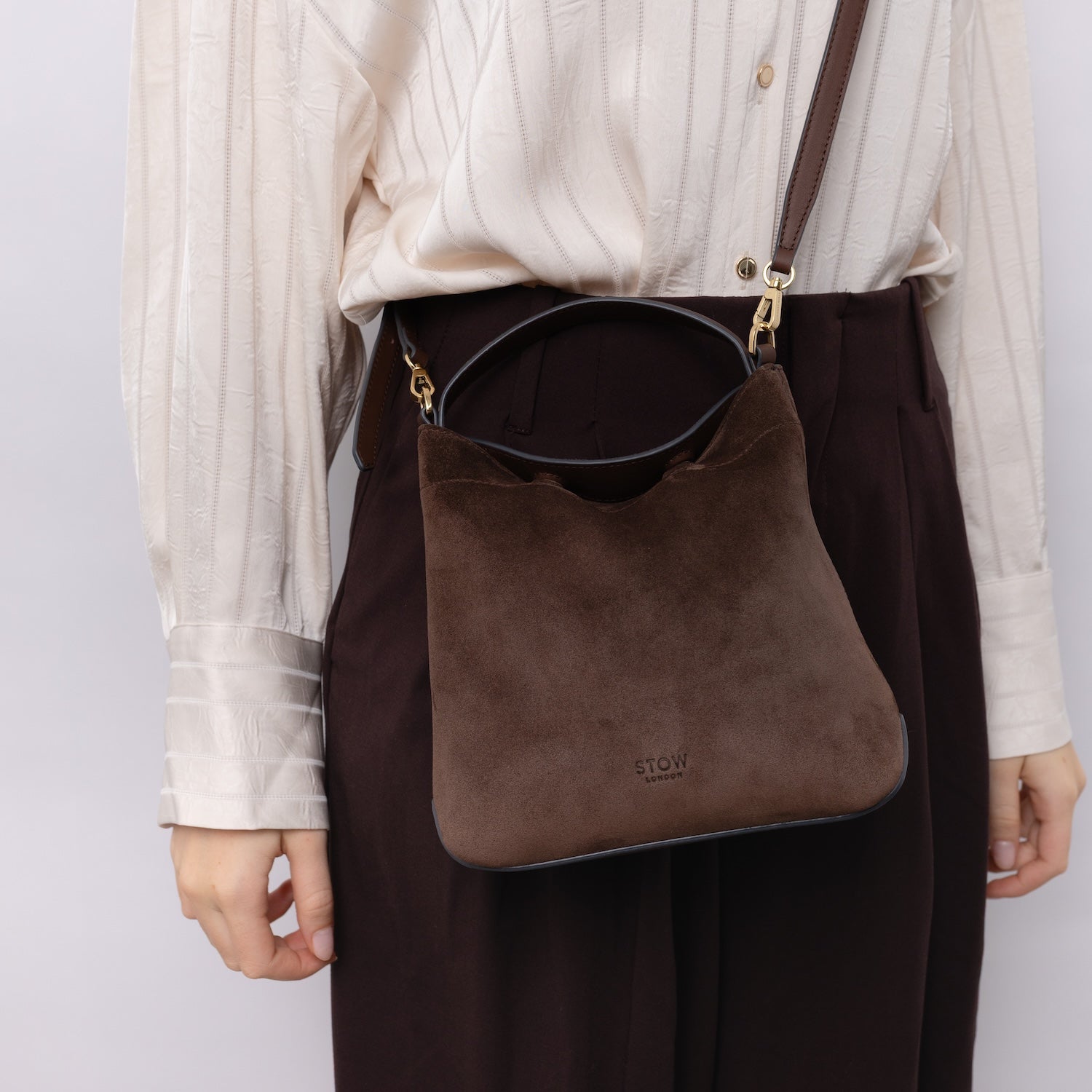 Mini Curve Leather Crossbody Strap